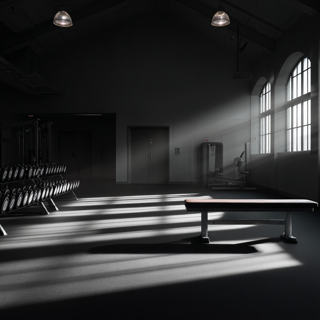 Black and white portrait of a dance instructor posing in front of a dark background.